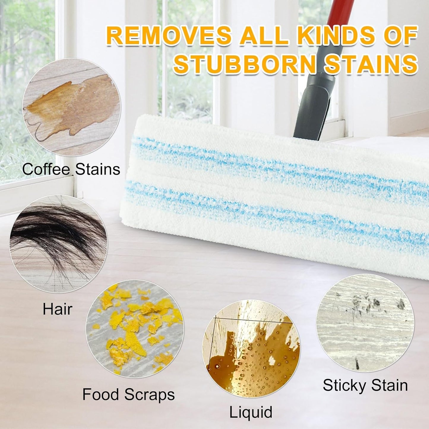 Mop Pads for OCedar H2prO Flat Mop System, 6 Pack Mop Heads Replacements for Ocedar H2prO Flat Mop, Microfiber Reusable Machine Washable Durable Long-Lasting Mop Refills Safe on Various Floors
