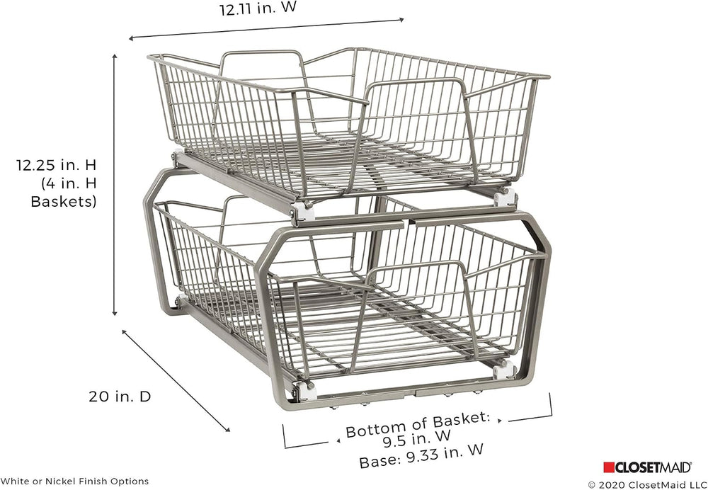 ClosetMaid 11 in. Pull Out Cabinet Organizer, 2 Tier, Heavy Duty, Slide Out P...