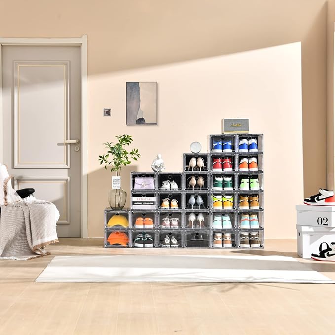 10 Pack Shoe Boxes Stackable, Upgraded Sturdy Storage Boxes - Image 7