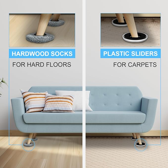 New Upgrade Furniture Movers Sliders, 4+4 Pack 4.3" Multi-Surface Furniture - Image 3