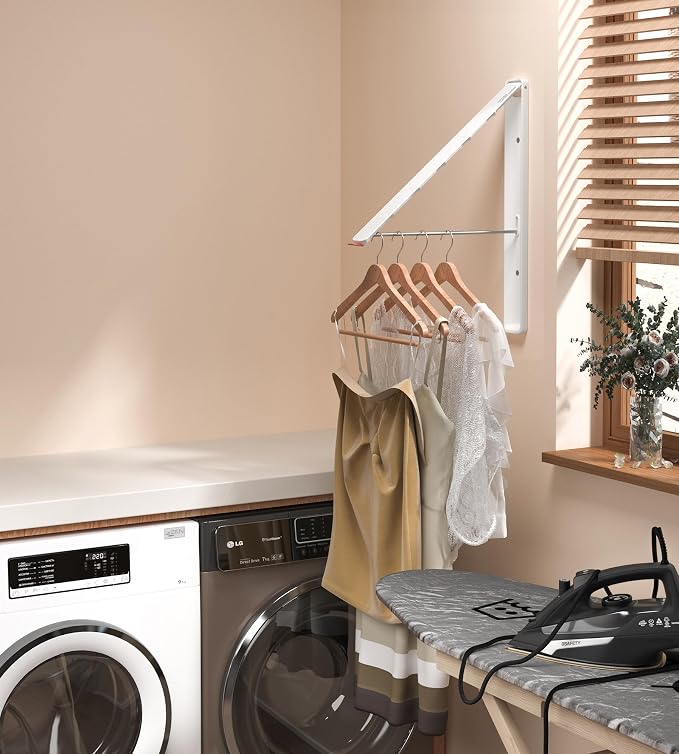 Dr.DJ Clothes Drying Rack with Rod, Wall-Mounted Retractable & Foldable Clothes - Image 5