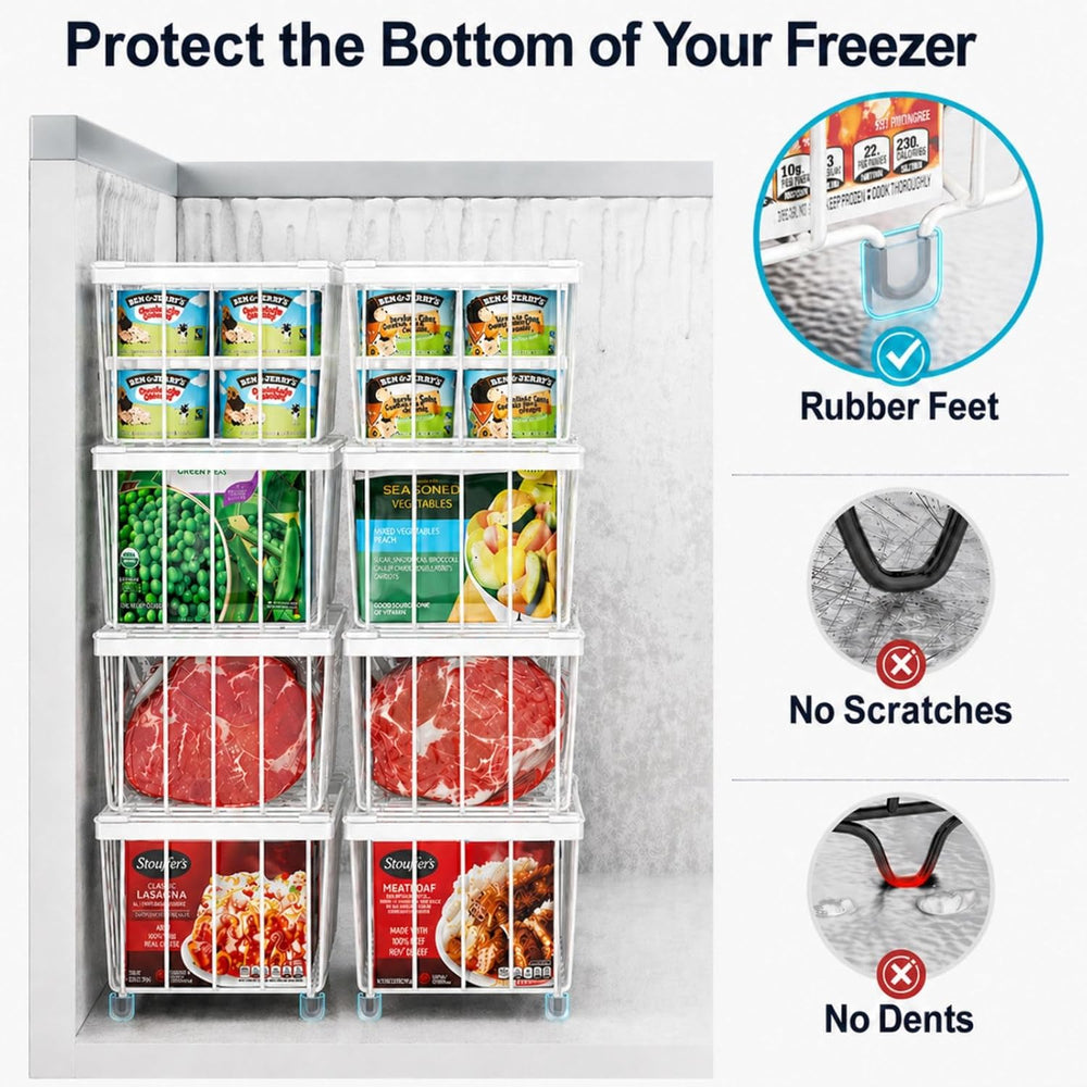 iSPECLE Chest Freezer Organizer Bins - Small Baskets for 7 Cu.Ft, 6 Pack