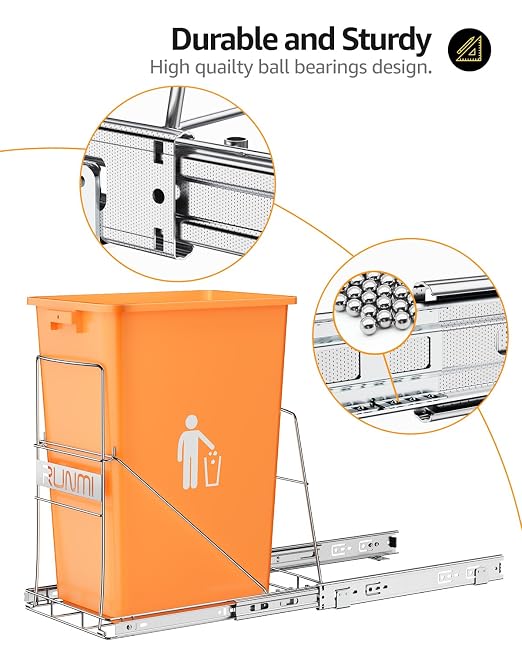 Pull Out Trash Can Under Cabinet，Heavy Duty Slide-Out Cabinet Kit, Adjustable - Image 5