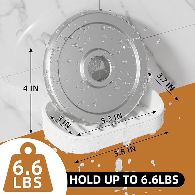 LEVERLOC Soap Dish Holder for Shower Suction Cup Wall Mounted Self Draining - Image 5