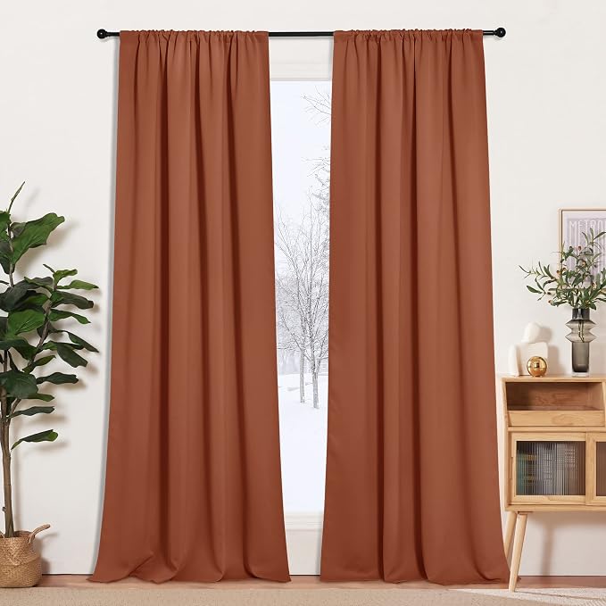 RYB HOME Orange Window Curtains 108 inches Length, Energy Efficient Rod Pocket by RYBHOME
