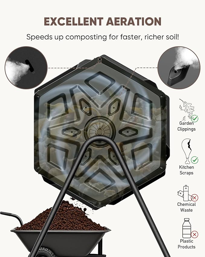 THEGROW'ING Updated 43 Gallon Compost Bin Outdoor, Fast Assemble Tumbling - Image 6