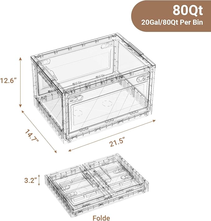 BROVIEW Clear Stackable Storage Drawers, Open Front Large Plastic Storage Bins - Image 2
