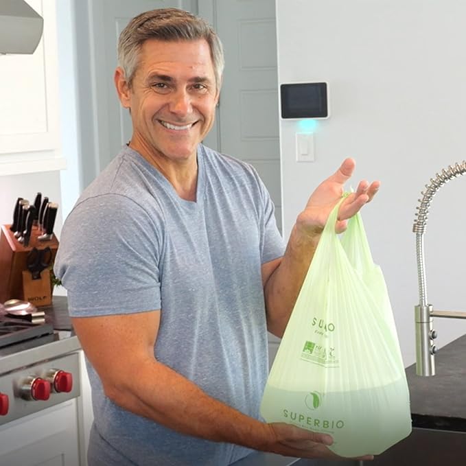 SUPERBIO 3 Gallon Compostable Food Waste Bags, Food Scrap Bags - Image 2