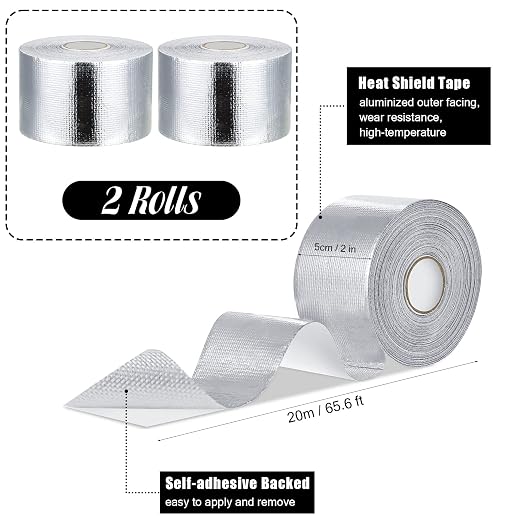 Zonon 2 Rolls Aluminum Foil Tape Heat Shield Tape Barrier Adhesive Reflective - Image 2