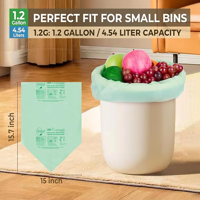 1.2 Gallon Compost Bags, 4.5 Liter, 0.8 Mil, Small Kitchen Food Scrap Waste Bags - Image 4