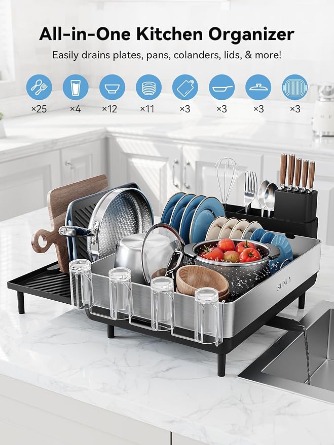 SUNLY Large Dish Drying Rack, Expandable Dish Racks - Image 2
