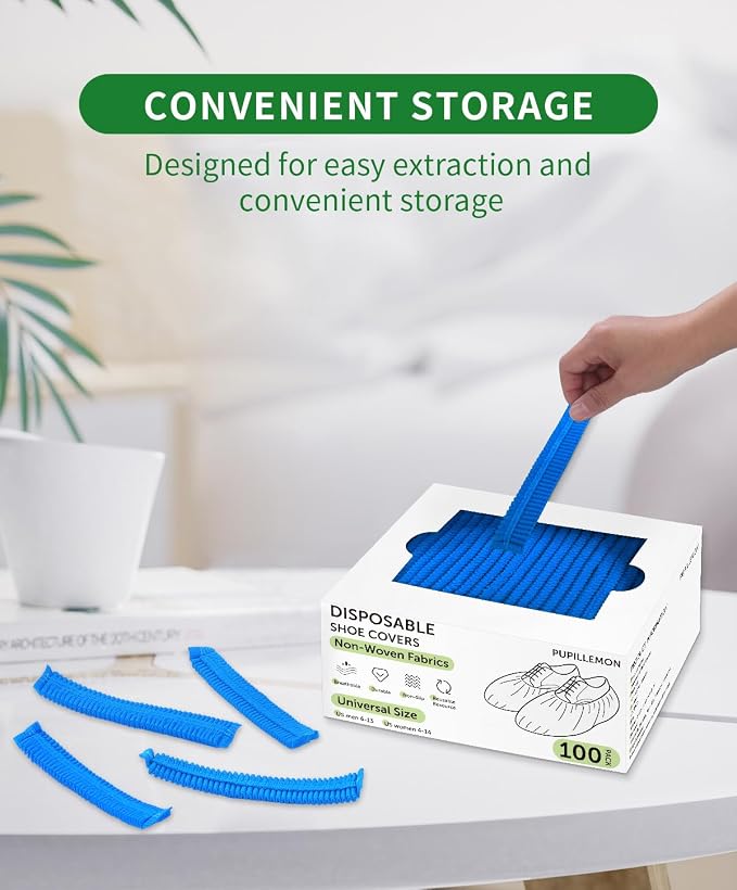 100Pcs Non-Woven Shoe Covers Disposable Non Slip - Image 2
