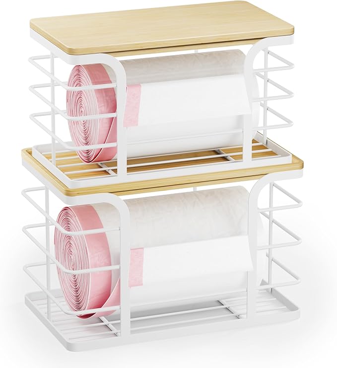 2 Pack Stackable Storage Kitchen Laundry Pantry Organizers, Trash Bag Holder by Stylstoreazy