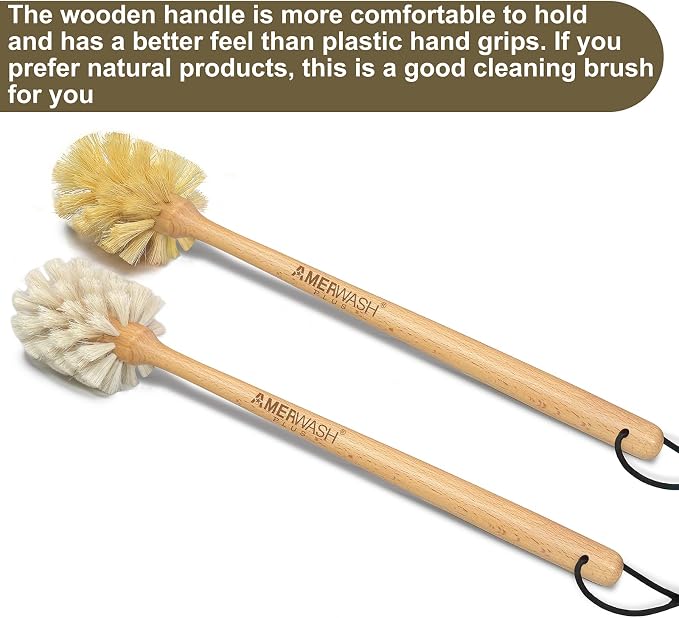 Bottle Brushes with Natural Bristles, 13-3/4 Inch Long Wood Handle Bottle Brush - Image 6