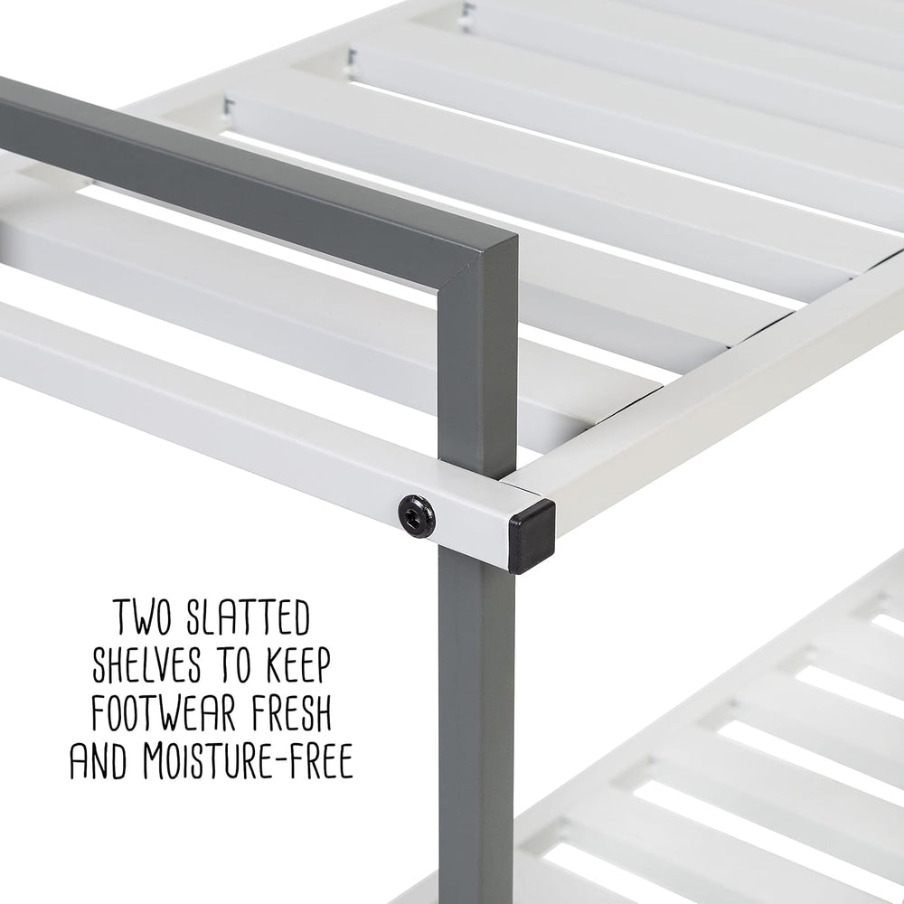 Honey-Can-Do 2-Tier Steel Shoe Rack, Slatted Shelves, Tube Piping, Grey &...
