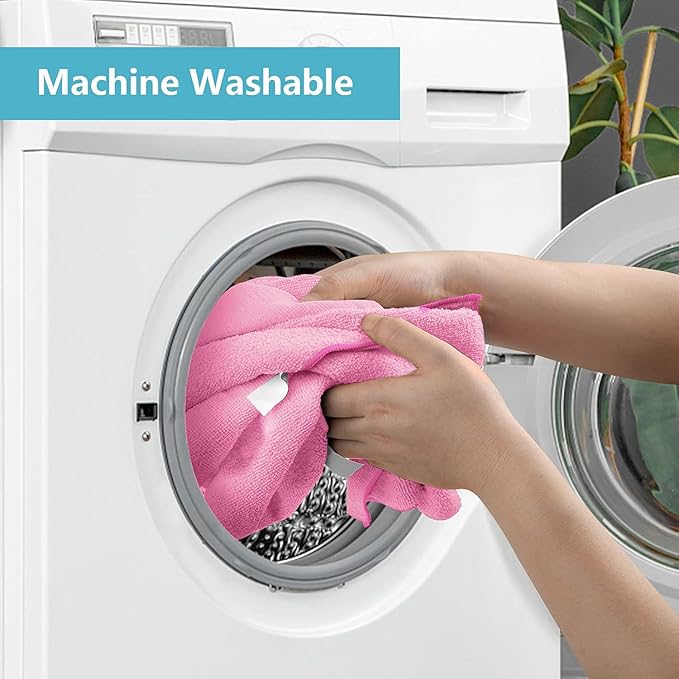 HOMEXCEL Pink Microfiber Cleaning Cloth, 50 Pack Cleaning Towels - Image 4
