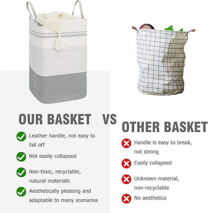 danpinera 100L Nursery Hamper, Tall Woven Laundry Basket - Image 6