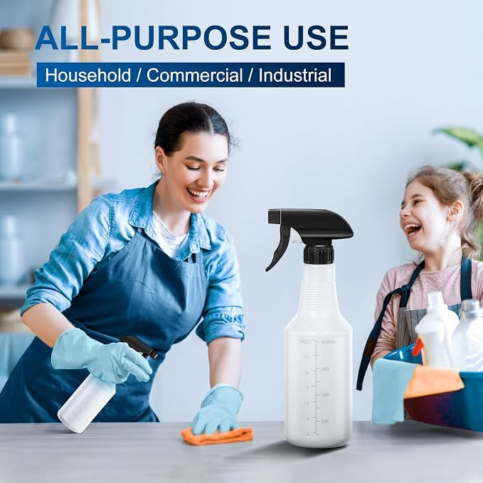 Veco Spray Bottle with Measurements and Adjustable Nozzle, HDPE Plastic Spray - Image 2