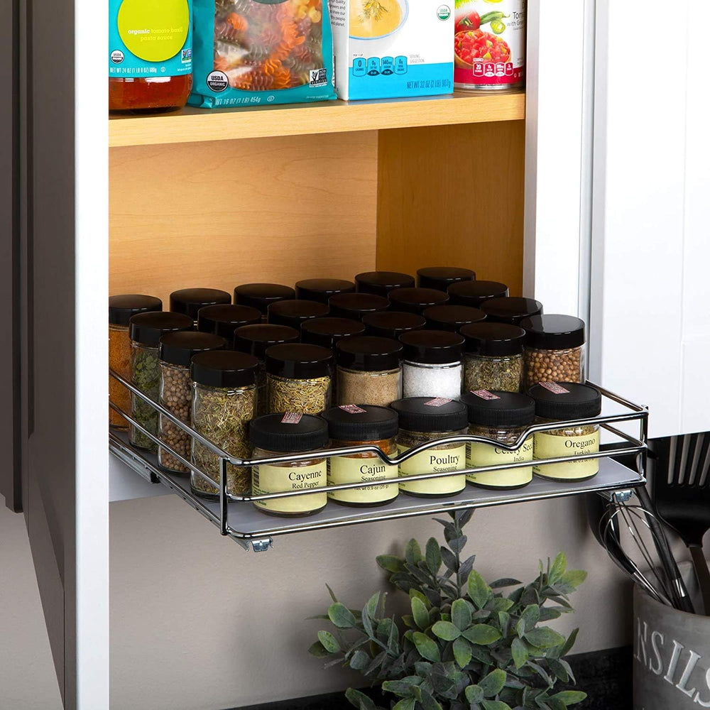 Pull-Out Cabinet Spice Rack Organizer, 12 ⅜"W x 10 ⅜"D x 2 ¾"H