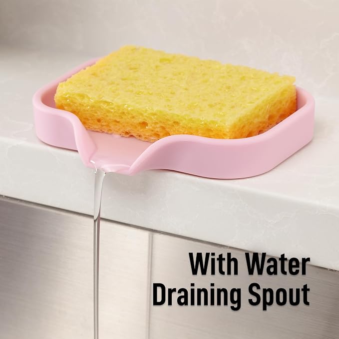 Zulay Kitchen Small Silicone Sponge Holder – Space-Saving Sink Organizer Tray - Image 8