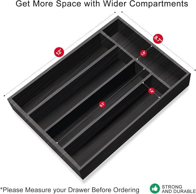 Small Kitchen Utensil Organizer Wooden Cutlery Tray Narrow Wood Silverware - Image 5