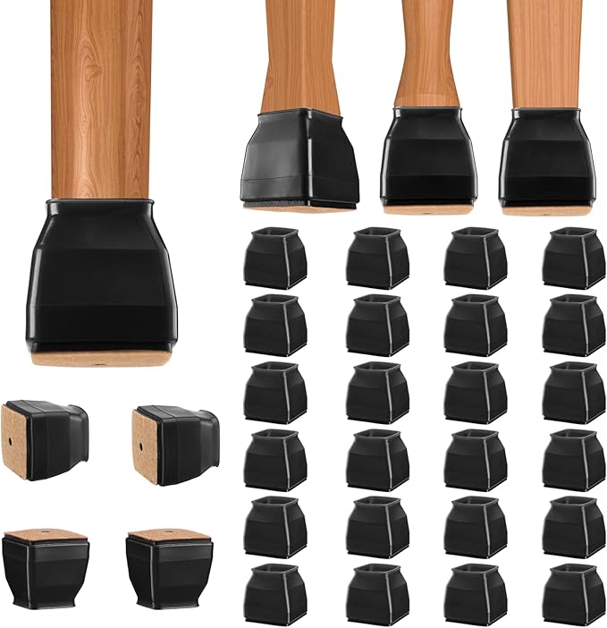 BALEINE 24 Pack Silicone Chair Leg Floor Protectors, Stool Leg Protectors Cap by BALEINE