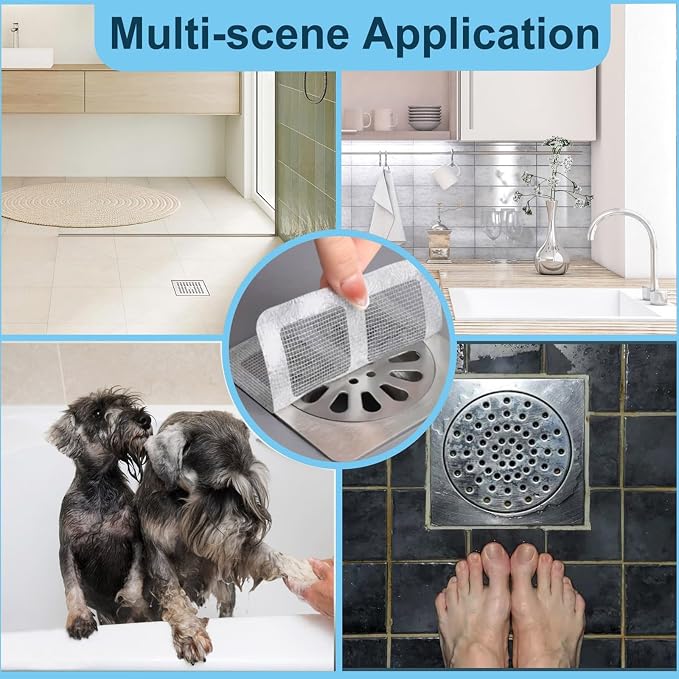 30pcs Disposable Shower Drain Hair Catcher Screen Sticker 4" X 4" Square Floor - Image 3