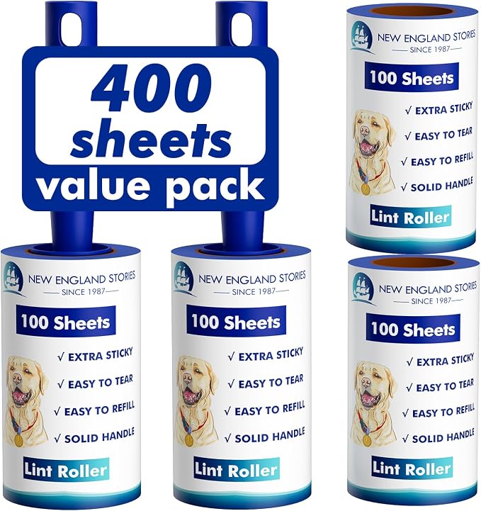 Lint Rollers for Pet Hair Extra Sticky, 400 Sheets Mega Value Set, Portable Pet by NewEnglandStories