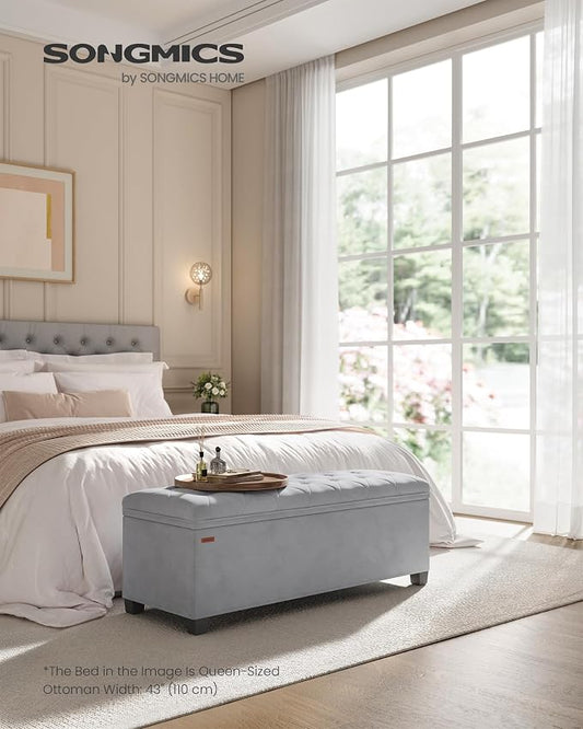 SONGMICS Velvet Storage Ottoman Bench, Foot Rest - Image 2