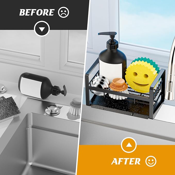 Sponge Holder for Kitchen Sink, Stainless Steel Kitchen Sink Organizer - Image 6