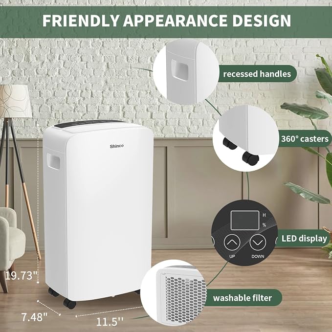Shinco 40 Pints Dehumidifier for Home and Basements, 2000 Sq.Ft Dehumidifiers - Image 7