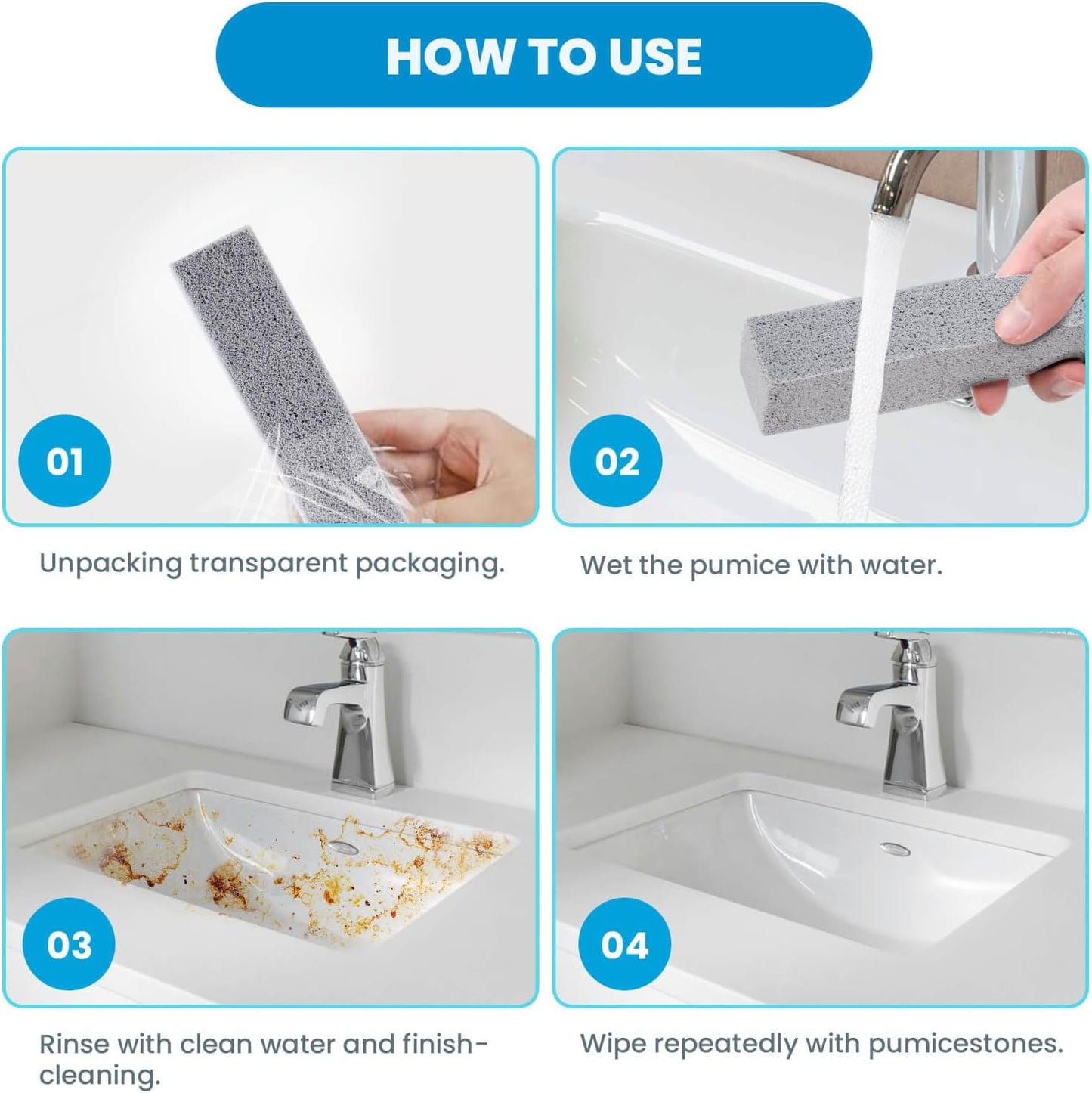 Riuja 30 Pack Pumice Stone Toilet Bowl Cleaner, Pumice Scouring Stick | Pumice Stone for Cleaning Limescale, Hard Water Stains & Rust from Toilets, Tubs, Grills, Pools and More