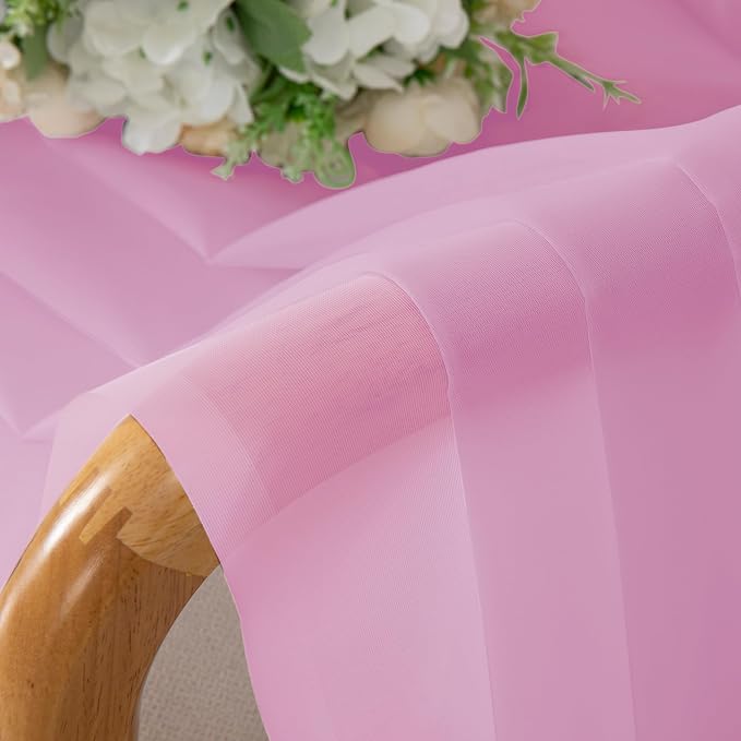 Chyhomenyc Pink Sheer Curtains 72 Inch Length 2 Panels, Light Filtering Soft - Image 4
