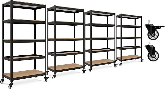 HOMEDANT House 5-Tier Metal Rolling Cart Shelf Rack Casters Heavy Duty by TheBestOrganizingSolution