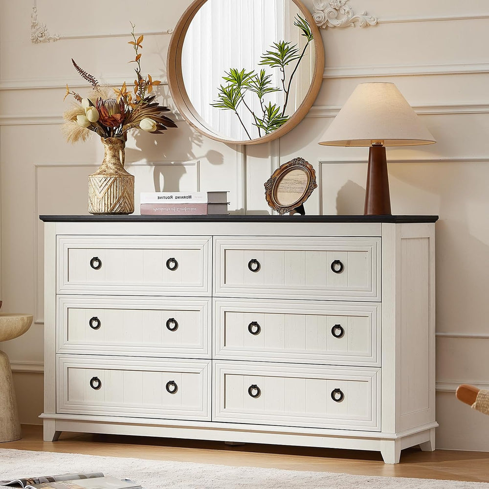 Joaxswe 54'' Dresser for Bedroom, Farmhouse 6 Drawers Dressers