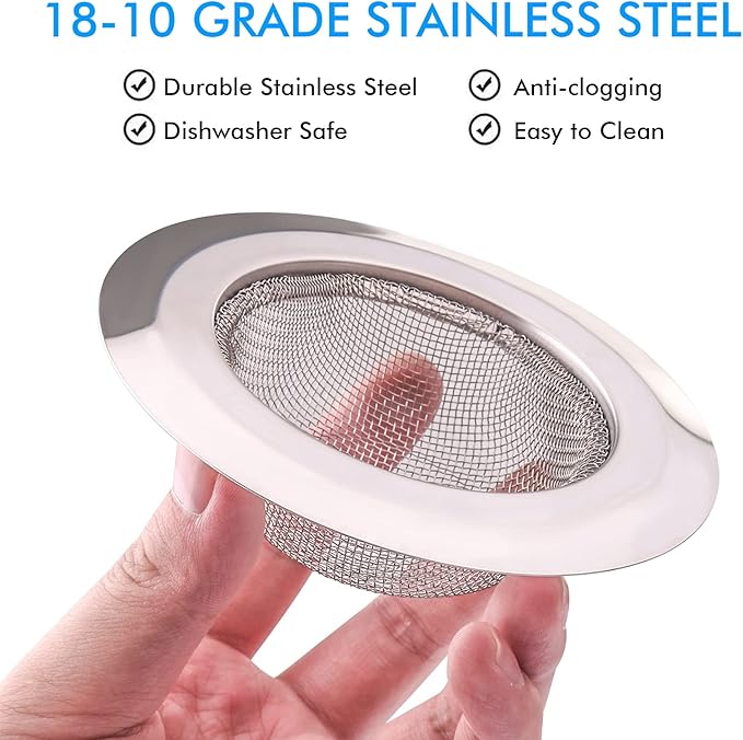 2Pcs Kitchen Sink Strainer, Stainless Steel Mesh Sink Drain Cover, Large Wide - Image 6