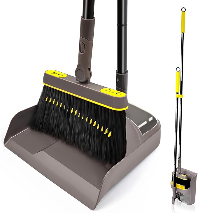 JEHONN Broom with Dustpan Combo Set, Long Handle Lightweight 180 Degree by JEHONN