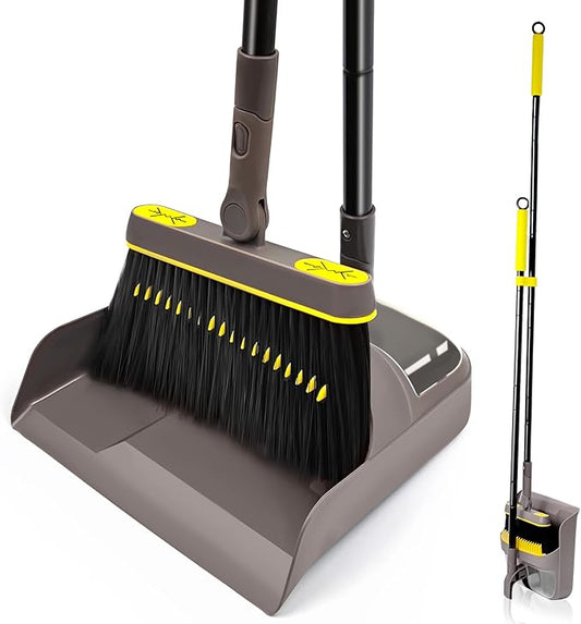 JEHONN Broom with Dustpan Combo Set, Long Handle Lightweight 180 Degree by JEHONN