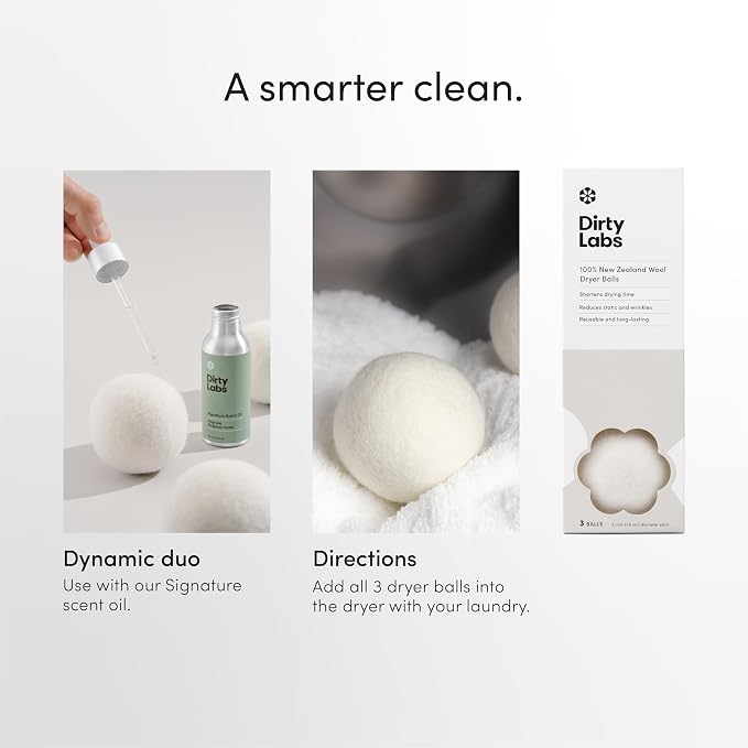 Dirty Labs | 100% New Zealand Wool Dryer Balls | 3 Balls | Shorten Drying Time - Image 7