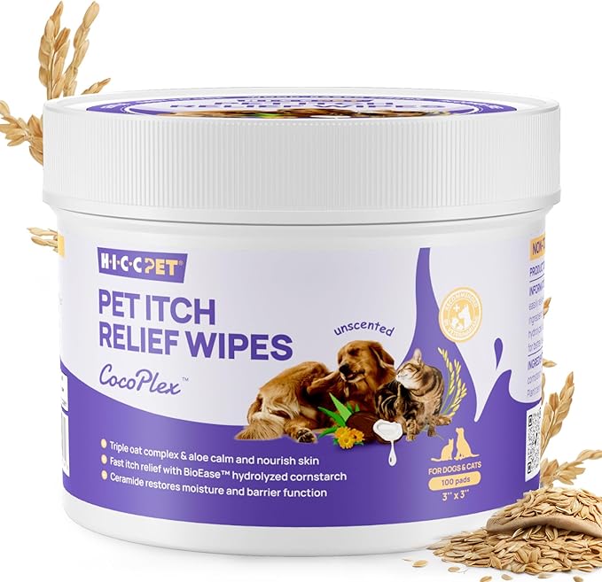 HICC PET Itch Relief Wipes for Dogs & Cats, Rapidly Relieves Itching, Soothes by HICCPET