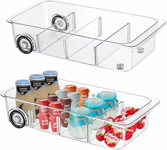 MineSign 2Pack Roll Out Fridge Caddy Bins Pull Out Drawer - Image 2