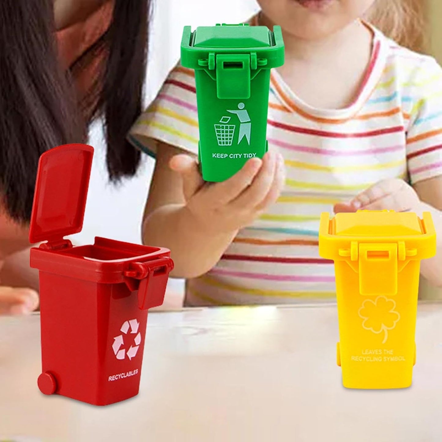 Toy Garbage Cans Waste Bucket Storage Holder | Vehicle Garbage Bin for Little Kids Desk Desktop Table Classroom Office Party