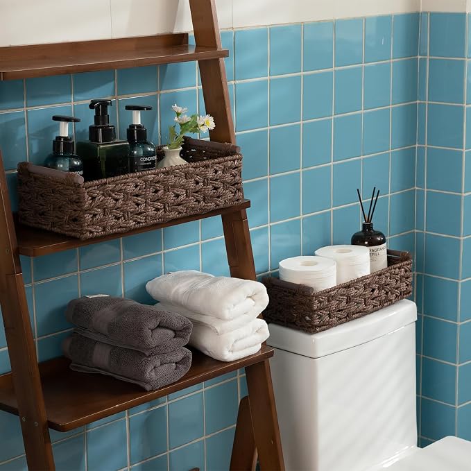 OIAHOMY Toilet Paper Baskets Handmade Paper Rope Decorative Wicker Storage Tank - Image 6