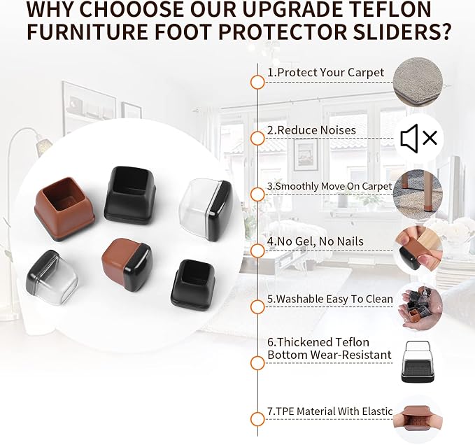 Ezprotekt 24 Pcs Chair Leg Sliders - Image 8