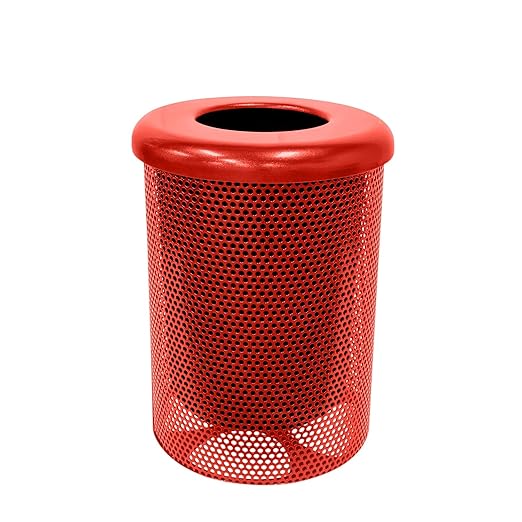 COATEDOUTDOORFURNITURE RFT-P-RED Heavy Duty Round Trash Receptacle by CoatedOutdoorFurniture