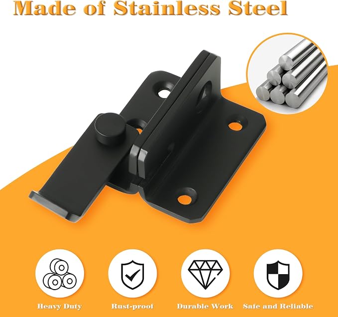 Alise Flip Latch Gate Latches Slide Bolt Latch Safety Door Lock Catch - Image 3