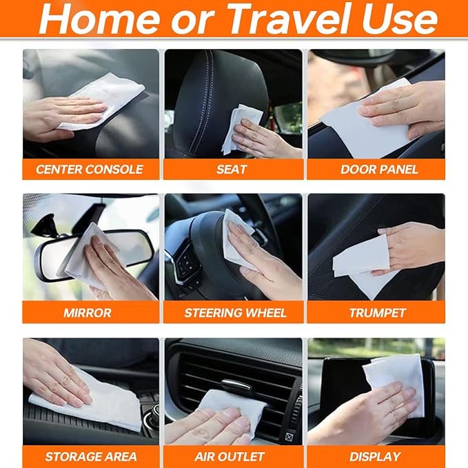 Car Wipes Extra Large 8" x 8" Car Interior Cleaning Wipes Leather Wipes - Image 7