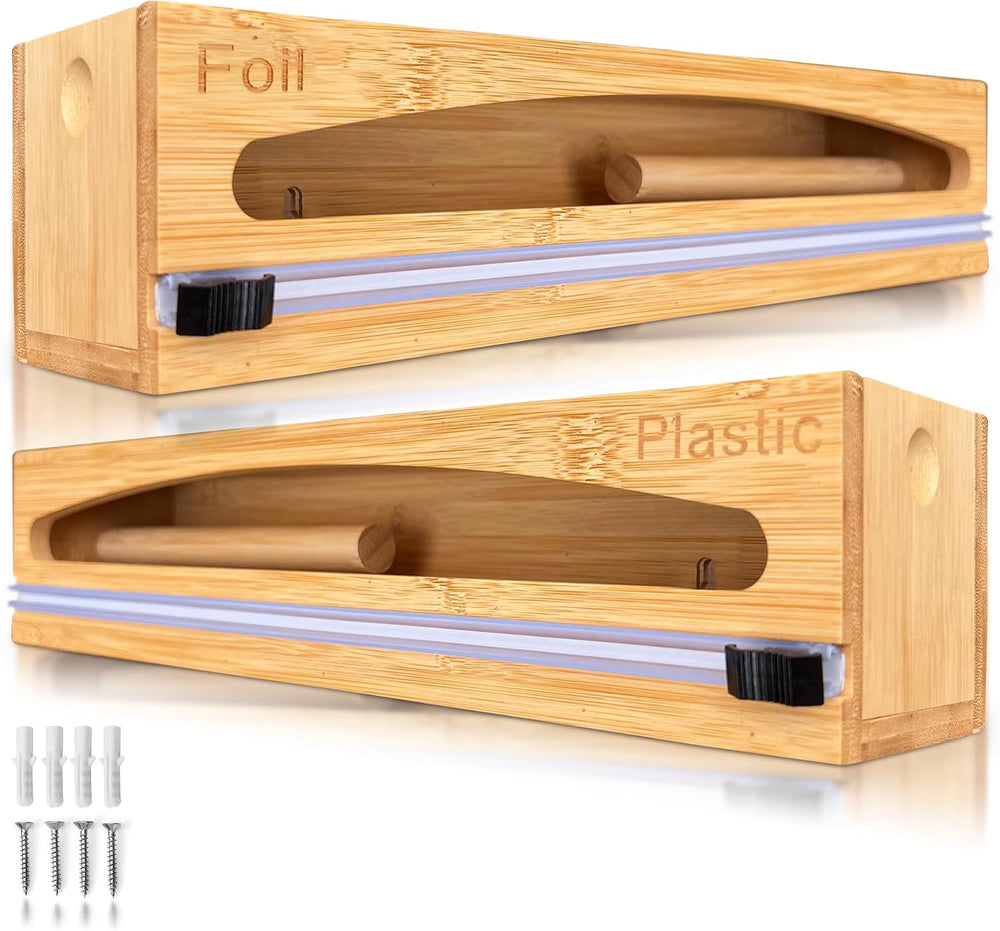 Wrap Organizer Dispenser with Cutter, (2 Piece Set), Fits 12" Rolls, Pla...