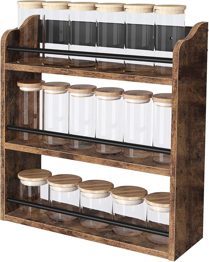 Spice Rack Wall Mounted, Wood 3 Tier Spice Rack - Image 6