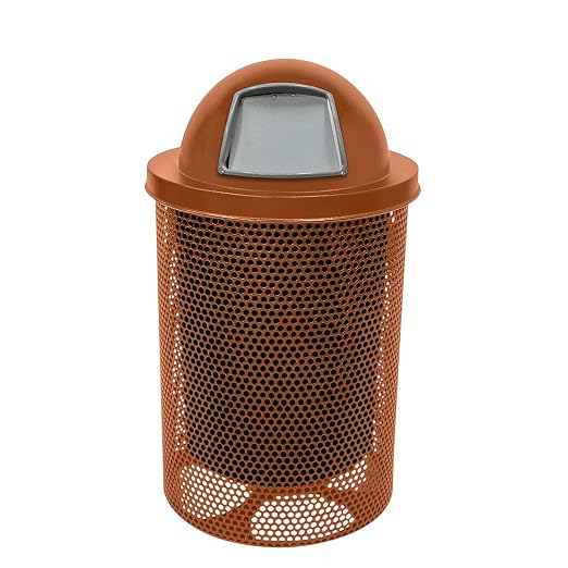 COATEDOUTDOORFURNITURE 32-Gallon Heavy-Duty Punched Steel Round Trash Receptacle by CoatedOutdoorFurniture
